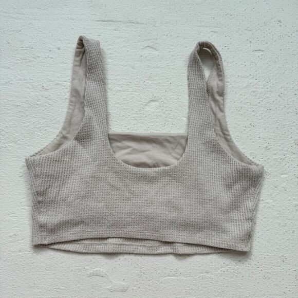 Abercrombie & Fitch Beige Knit Crop Tank Top Built In Bra Size M - Picture 3 of 6